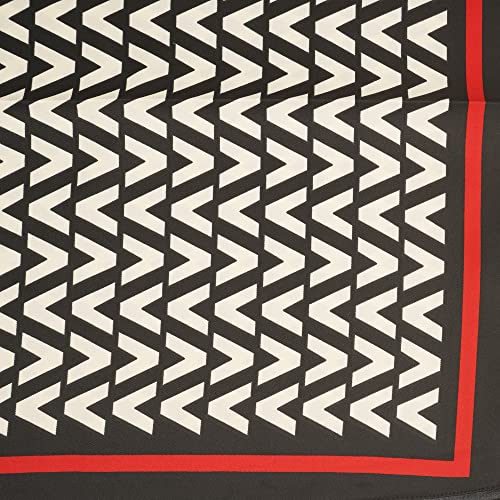 YOUR SMILE Silk Like Scarf Women's Fashion Pattern Large Square Satin Headscarf Headdress (Black/White V)