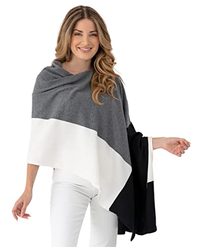 zestt Dreamsoft Travel Scarf, Wrap and Shawl, Organic Cotton, Gray Colorblock