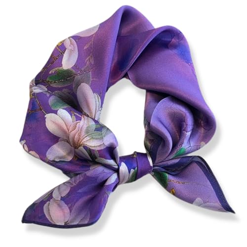 PoeticEHome 100% Mulberry Silk Neck Scarf 21"x21" Small Square Scarfs for Women Gift Packed