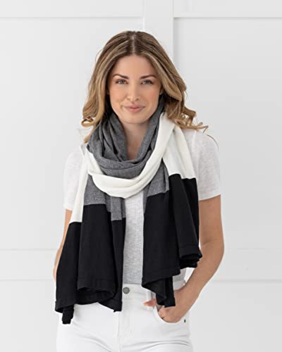 zestt Dreamsoft Travel Scarf, Wrap and Shawl, Organic Cotton, Gray Colorblock