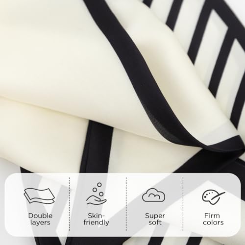 vimate Satin Scarf for Women - Skinny White and Black Striped Scarf for Women Lightweight Handbag Scarf (Style 07)