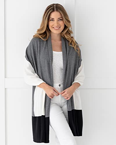 zestt Dreamsoft Travel Scarf, Wrap and Shawl, Organic Cotton, Gray Colorblock