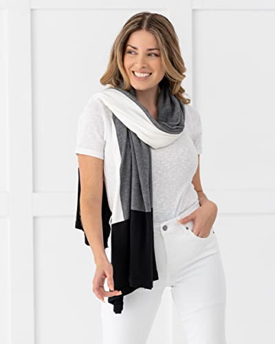 zestt Dreamsoft Travel Scarf, Wrap and Shawl, Organic Cotton, Gray Colorblock