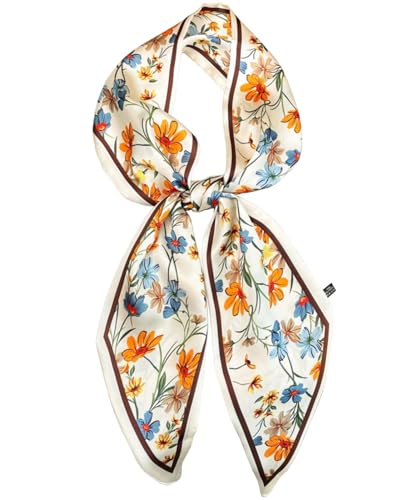 kcctoo 59" Mulberry Silk Like Head Scarf Women's Fashion Square Neck Satin Scarfs for Bag Hair Scarves Gift 59 * 5.9”