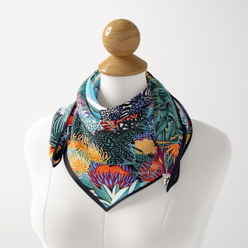 VelureLWJ Like Silk Head Scarf for Women, 35 inch Large Square Satin Scarf, Silk Scarf for Women Neck, Women Scarf, Blue Scarf,Luxuriously Soft and Silky Smooth Fashion Accessory- Packaged
