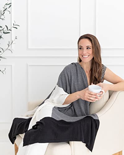 zestt Dreamsoft Travel Scarf, Wrap and Shawl, Organic Cotton, Gray Colorblock