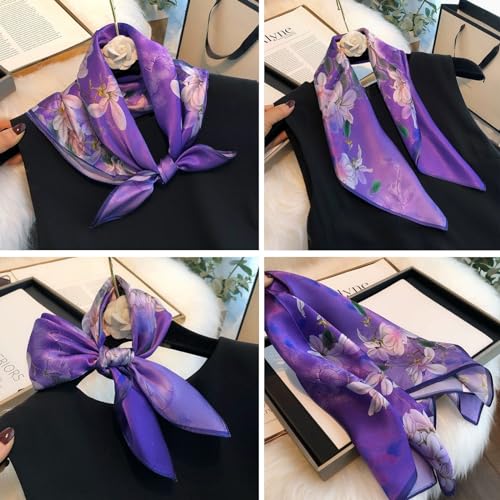 PoeticEHome 100% Mulberry Silk Neck Scarf 21"x21" Small Square Scarfs for Women Gift Packed