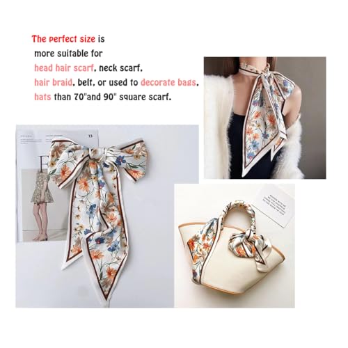 Livrerpi Double-sided Satin Silk Scarf Fashion Handbag Accessories Long Hair Head Neck Scarf 5.12 x 59inch 01
