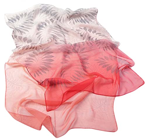 Pokeedioty Women’s Scarf Lightweight Elegant Floral Pattern Scarf Fashion Scarves Sheer Scarfs Shawls (J-Orange red)
