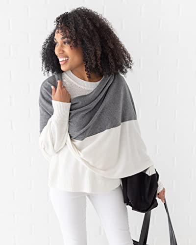zestt Dreamsoft Travel Scarf, Wrap and Shawl, Organic Cotton, Gray Colorblock