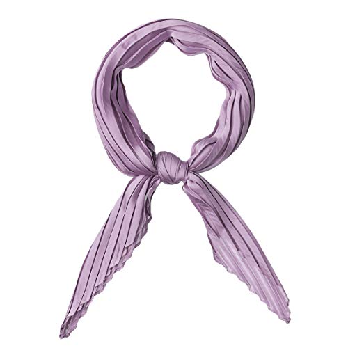 Allegra K Women Pleated Rhombus Head Scarf Wraps Scarves Neckerchief Bandana Solid Color Purple