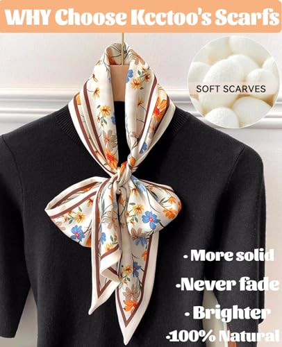 kcctoo 59" Mulberry Silk Like Head Scarf Women's Fashion Square Neck Satin Scarfs for Bag Hair Scarves Gift 59 * 5.9”