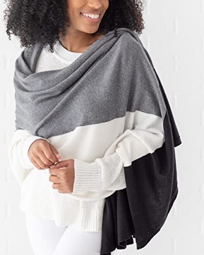 zestt Dreamsoft Travel Scarf, Wrap and Shawl, Organic Cotton, Gray Colorblock