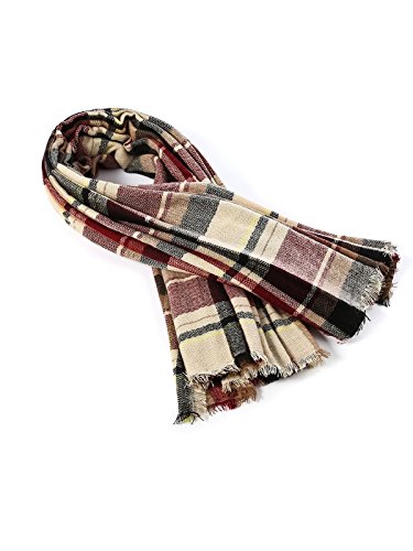 Women's Fall Winter Scarf Classic Tassel Plaid Scarf Warm Soft Chunky Large Blanket Wrap Shawl Scarves Pink Scarf
