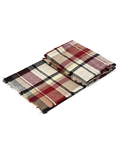 Women's Fall Winter Scarf Classic Tassel Plaid Scarf Warm Soft Chunky Large Blanket Wrap Shawl Scarves Pink Scarf
