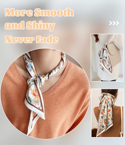kcctoo 59" Mulberry Silk Like Head Scarf Women's Fashion Square Neck Satin Scarfs for Bag Hair Scarves Gift 59 * 5.9”