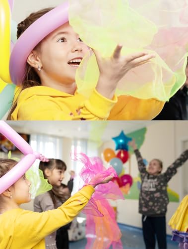 AIVIAI Dance Scarves, 12 Colors 24 PCS Juggling Scarves for Kids Play Dancing Music Scarfs Colorful Silk Actives Scarves for Toddlers Children Movement