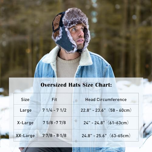 Comhats Faux Fur Trapper Hat for Men Cotton Warm Ushanka Russian Hat Beige