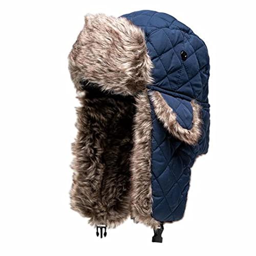 S A Company Trapper Hat Winter Hat for Men & Women | Ushanka Russian Hat | Faux Fur Hat with Ear Flap (Pilot | Navy)