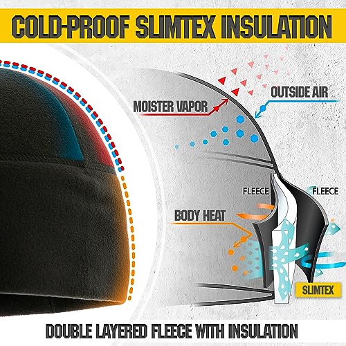 M-Tac Fleece Watch Cap - Tactical Beanie Hat Winter Skull Cap Cold Weather (Black, XL)