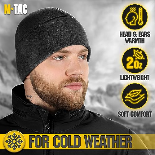 M-Tac Fleece Watch Cap - Tactical Beanie Hat Winter Skull Cap Cold Weather (Black, XL)