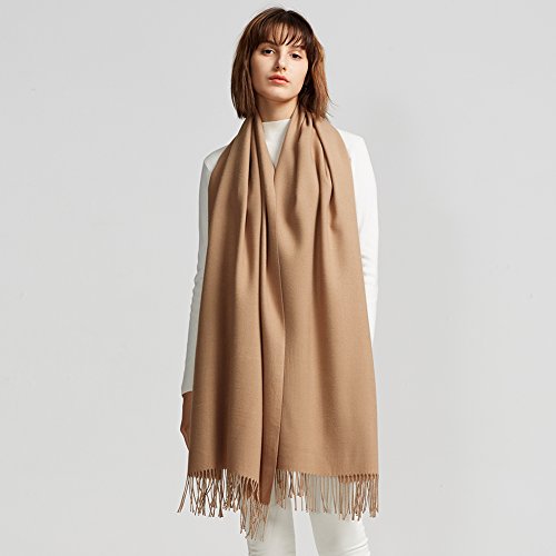 maamgic Women's Scarf Pashmina Shawls and Wraps for Evening Dresses Travel Office Winter Wedding Cashmere Feel Large Scarves Camel/Tan