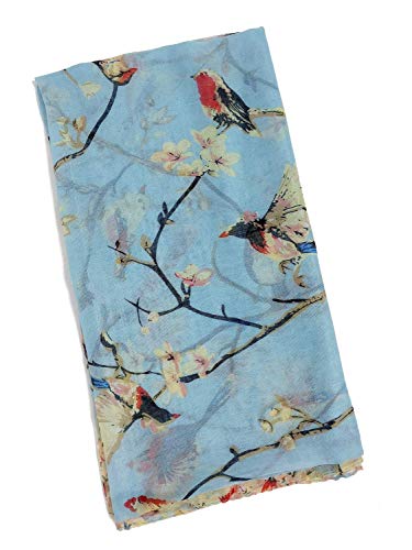 GERINLY Scarfs for Women Lightweight Birds Florals Scarves for Summer Outfits Accessories Head Wear Shawl