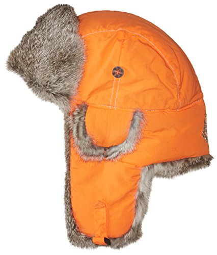 Mad Bomber Blaze Pilot Bomber Hat Real Rabbit Fur Trapper Hunting Cap, Large