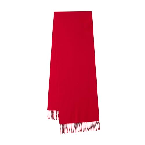 Calvin Olivia Soft Cashmere Feel Scarf Unisex Classic Plain Solid Tartan Winter Scarves Ombre Buffalo Tartan Tweed Houndstooth Gift for Men Women Amazon Christmas Red