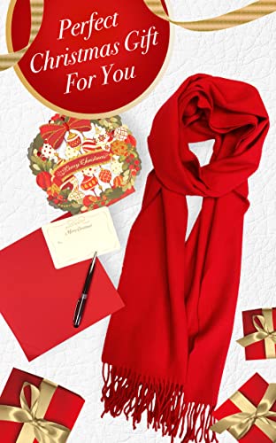 Calvin Olivia Soft Cashmere Feel Scarf Unisex Classic Plain Solid Tartan Winter Scarves Ombre Buffalo Tartan Tweed Houndstooth Gift for Men Women Amazon Christmas Red