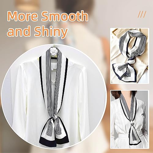Dailyacc Hair Scarf for Women Fashion Silky Satin Headscarf Wrap Breathable Lightweight Neck Scarves For Handbag Accessories（Long 59"*5.9"