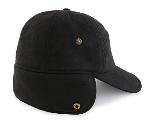 Home Prefer Winter Baseball Cap Earflap Fitted Hats Mens Faux Fur Hunting Hat Mens Winter Cap Black Large