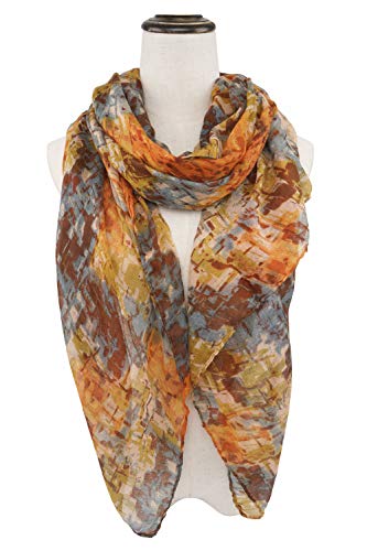 YOUR SMILE Lightweight Scarf beach towels Pareo Fashion Flowers Print Shawl Wrap For Women For Spring Summer(Orange/Yellow Abstract)
