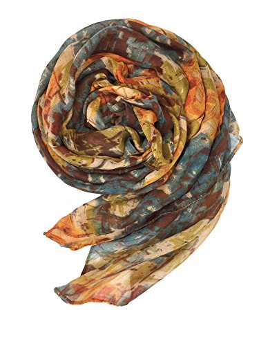 YOUR SMILE Lightweight Scarf beach towels Pareo Fashion Flowers Print Shawl Wrap For Women For Spring Summer(Orange/Yellow Abstract)