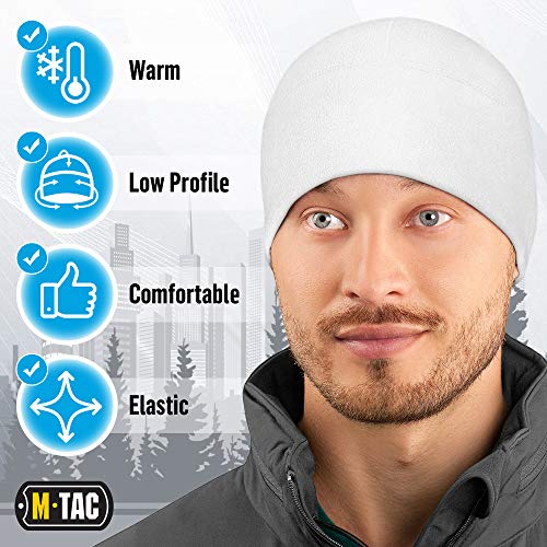M-Tac Fleece Watch Cap - Army Military Tactical Beanie Hat Winter Skull Cap (White, L)