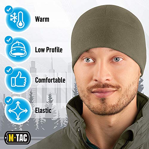 M-Tac Elite Fleece Watch Cap - Tactical Beanie Hat Winter Skull Cap Cold Weather (Army Olive, L)