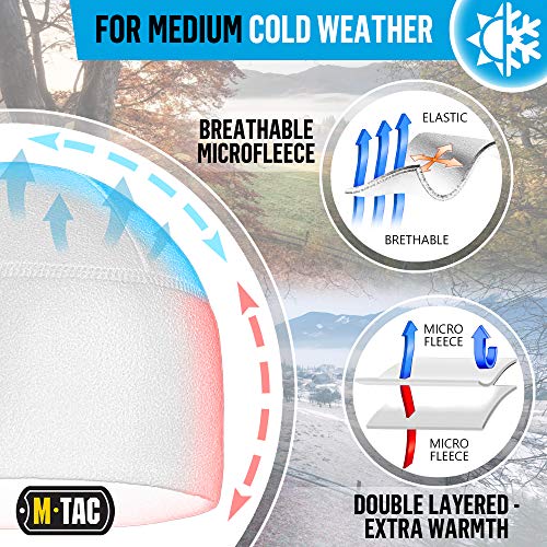 M-Tac Fleece Watch Cap - Army Military Tactical Beanie Hat Winter Skull Cap (White, L)