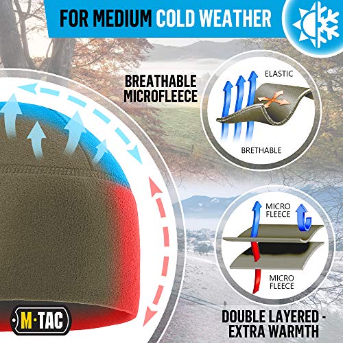 M-Tac Elite Fleece Watch Cap - Tactical Beanie Hat Winter Skull Cap Cold Weather (Army Olive, L)