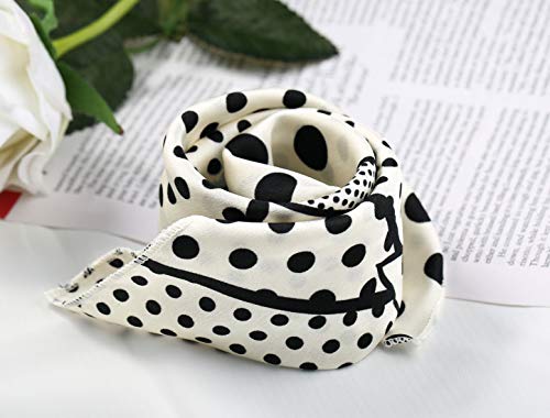 Allegra K 50cm 1950s Vintage Retro Polka Dots Square Scarf Head Neck Scarves Kerchief Neckerchief Black White