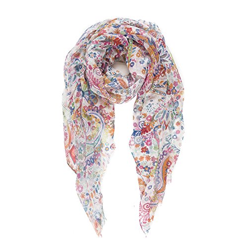 MELIFLUOS DESIGNED IN SPAIN Scarf for Women Lightweight Paisley Fashion for Summer Fall Spring Scarves Shawl Wrap (P082-1)