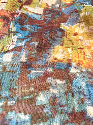 YOUR SMILE Lightweight Scarf beach towels Pareo Fashion Flowers Print Shawl Wrap For Women For Spring Summer(Orange/Yellow Abstract)