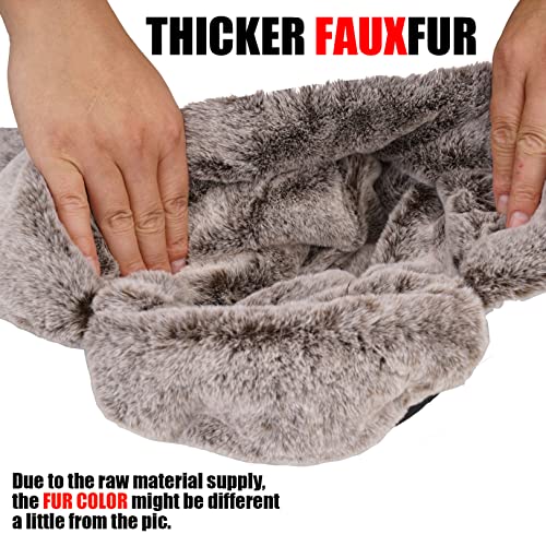 USHAKECAMP Trapper Hat Winter Warm Hats Russian Fur Hat Ushanka Eskimo Hat Ear Flap with Faux Fur for Women Black