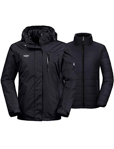 wantdo Women's Interchange Skiing Jacket 3 in 1 Winter Snow Coat Wind Block Anorak Black M