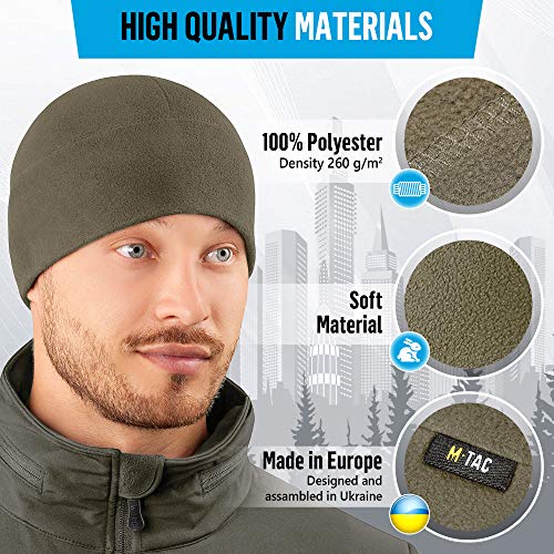 M-Tac Elite Fleece Watch Cap - Tactical Beanie Hat Winter Skull Cap Cold Weather (Army Olive, L)