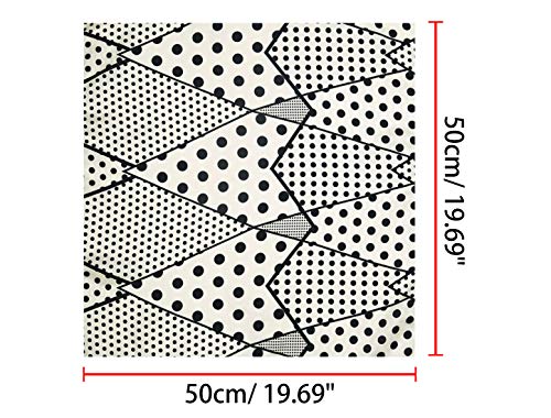 Allegra K 50cm 1950s Vintage Retro Polka Dots Square Scarf Head Neck Scarves Kerchief Neckerchief Black White