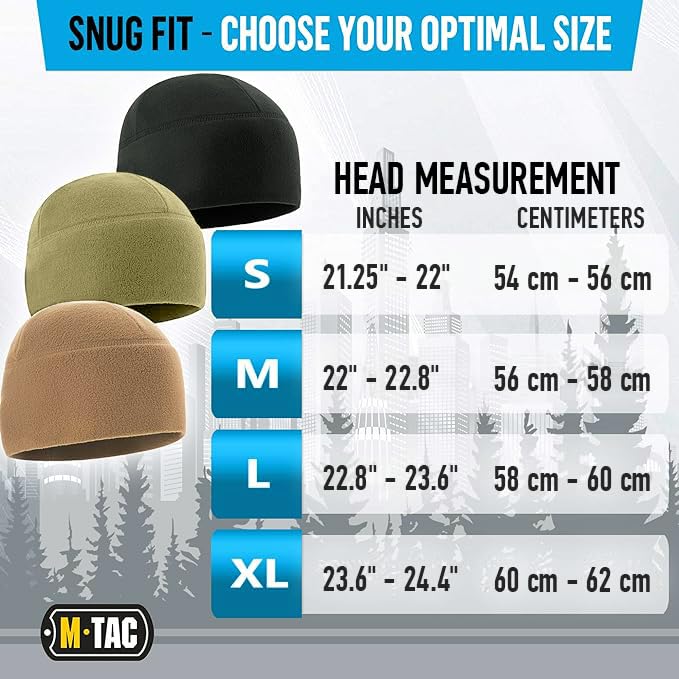 M-Tac Fleece Watch Cap - Army Military Tactical Beanie Hat Winter Skull Cap (White, L)