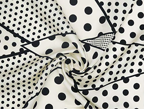 Allegra K 50cm 1950s Vintage Retro Polka Dots Square Scarf Head Neck Scarves Kerchief Neckerchief Black White