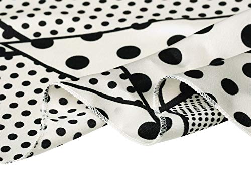 Allegra K 50cm 1950s Vintage Retro Polka Dots Square Scarf Head Neck Scarves Kerchief Neckerchief Black White