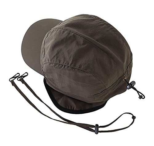 Home Prefer Waterproof Mens Winter Hats with Brim Fleece Earflaps Hat Warm Baseball Cap Army Green