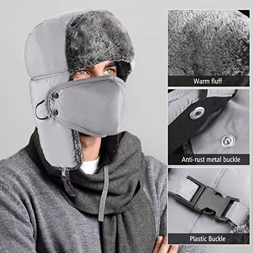 mysuntown Winter Hats for Men Women 2024 Trapper Ushanka Hat with Ear Faps Russian Cold Weather Warm Fur Snow Ski Hat
